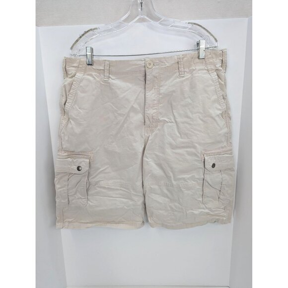 Ruff Hewn Men Beige Flat Front Cotton Blend Cargo Shorts Size 38 - Picture 1 of 10